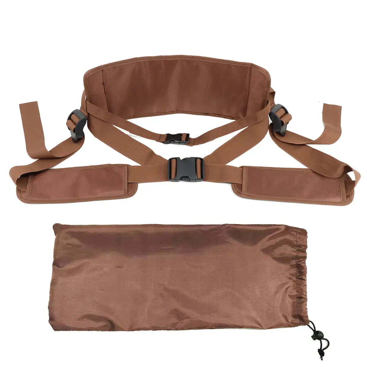 Meditation Belt with Spine Alignment & Yoga Strap Brown - Image 6
