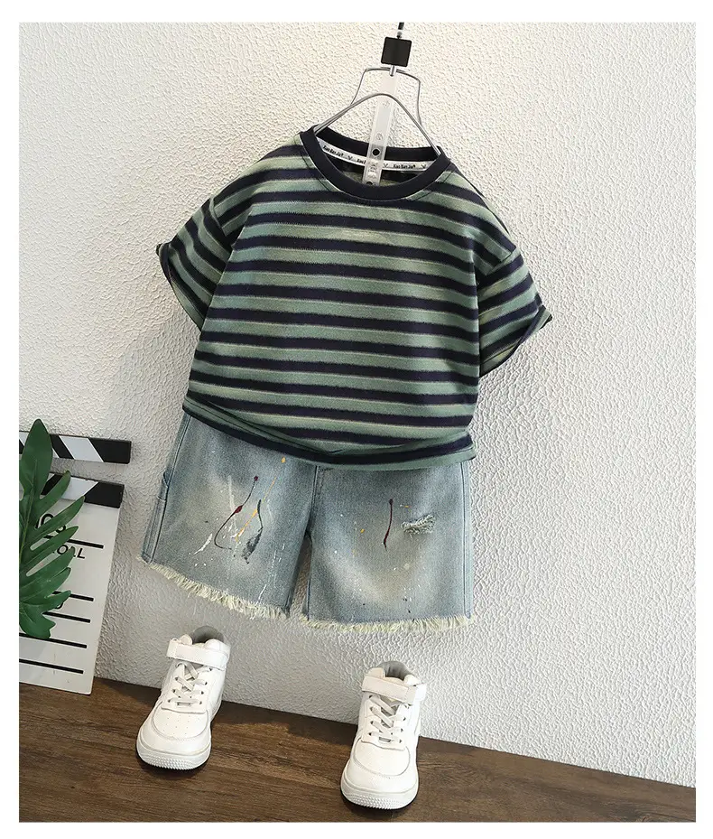 Baby Striped T-Shirt Green Black Summer 2025 — feature 5