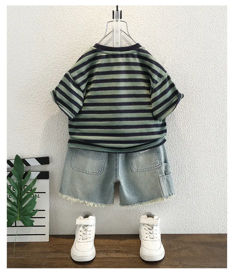 Baby Striped T-Shirt Green Black Summer 2025 — feature 6