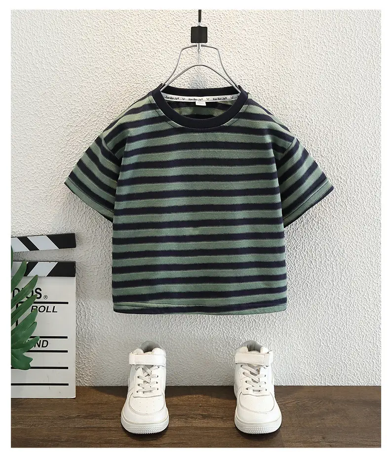 Baby Striped T-Shirt Green Black Summer 2025 — feature 7