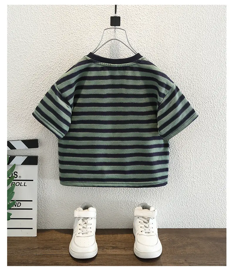 Baby Striped T-Shirt Green Black Summer 2025 — feature 8