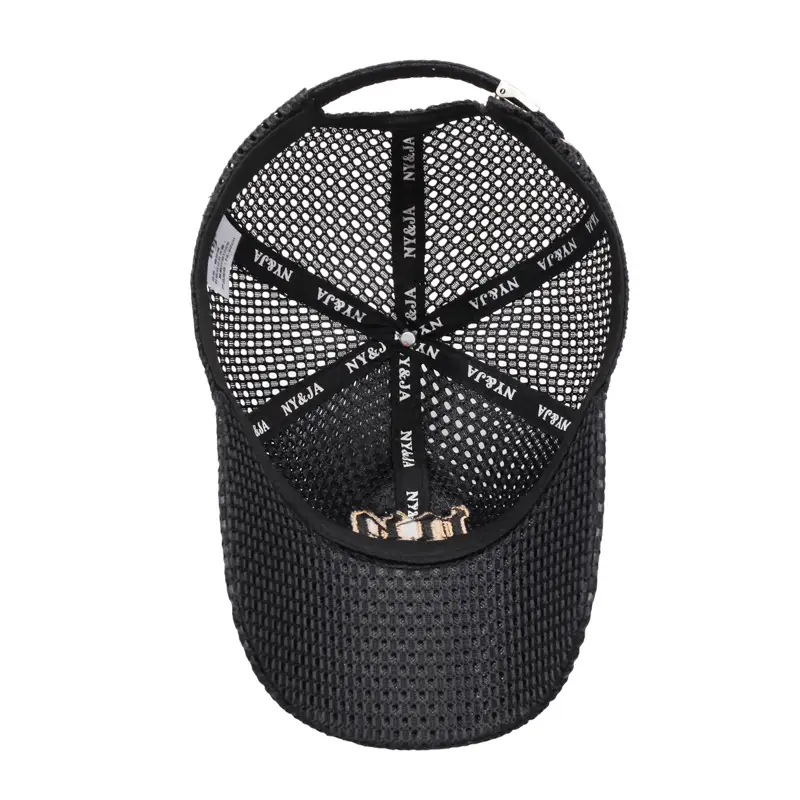 Black Mesh Baseball Cap with Embroidered Logo - Image 8