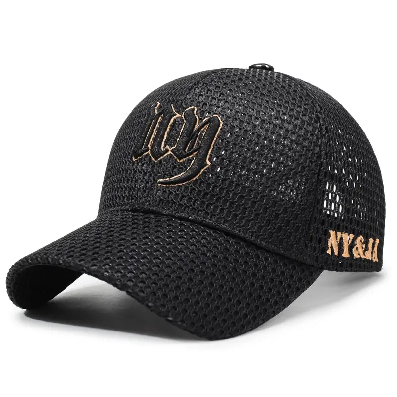 Black Mesh Baseball Cap with Embroidered Logo - Image 11