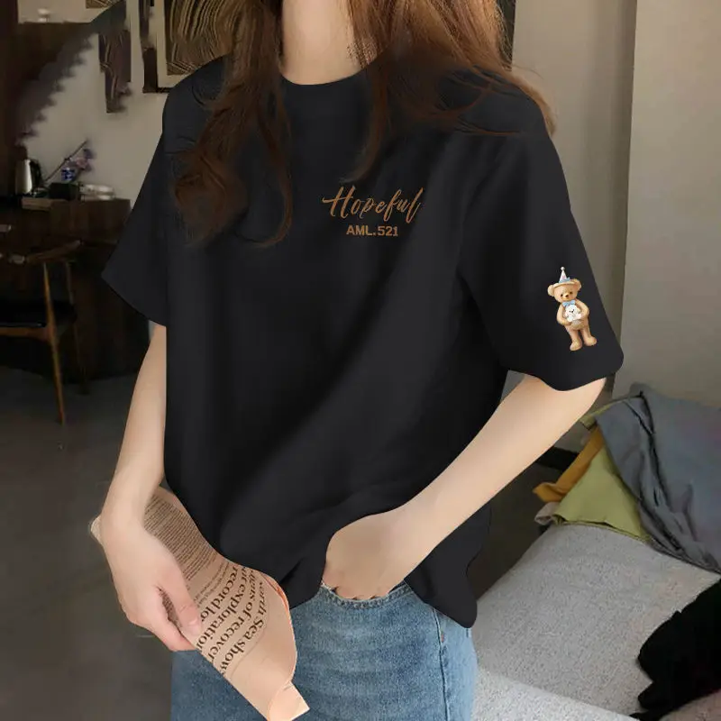 Apricot Pure Cotton Short-Sleeved T-Shirt for Women Summer 2025 New Design Fashionable Western Style Shirt Top - Image 6