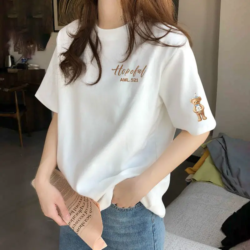 Apricot Pure Cotton Short-Sleeved T-Shirt for Women Summer 2025 New Design Fashionable Western Style Shirt Top - Image 7