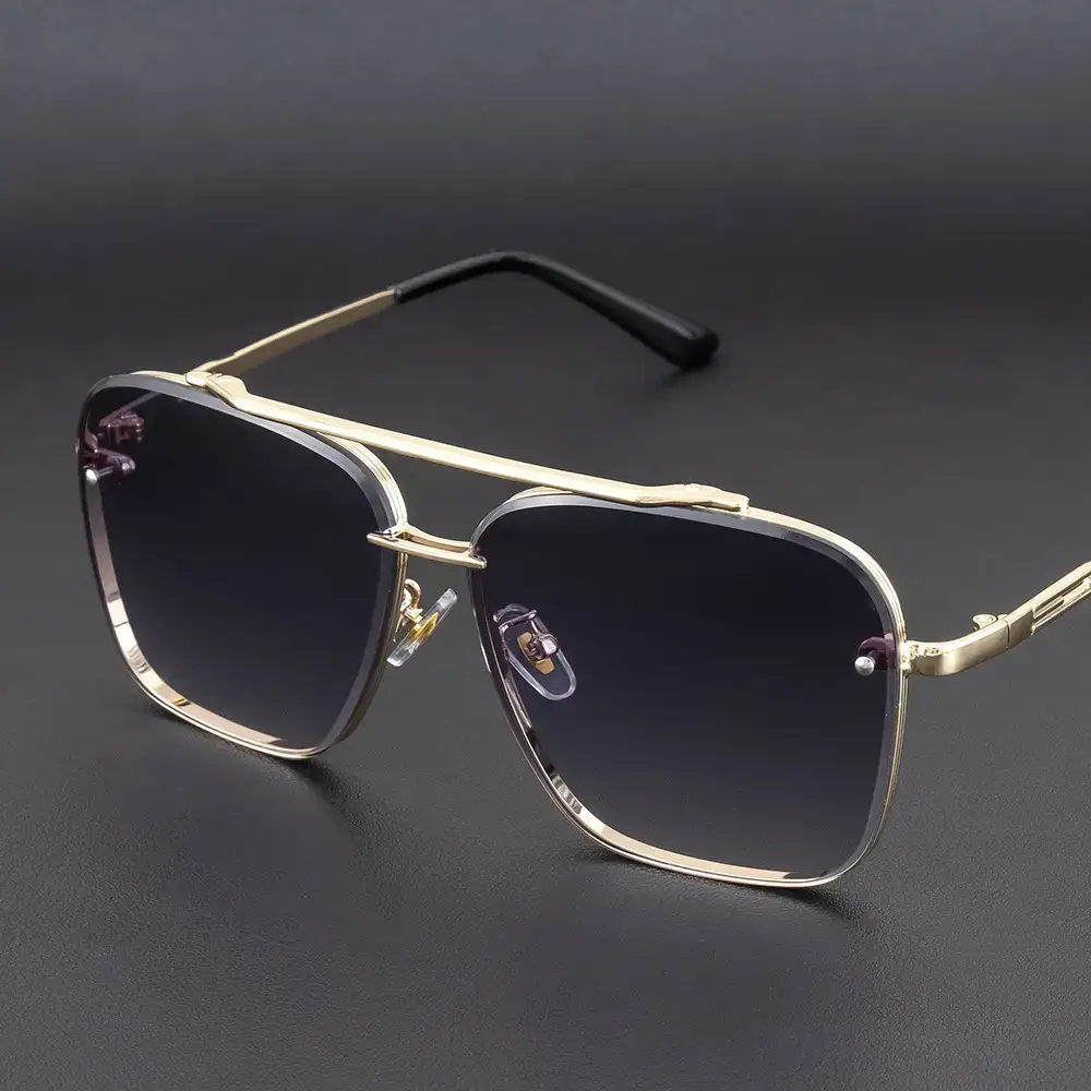 Men Anti-UV Sunglasses Black Gold Frame - Image 10