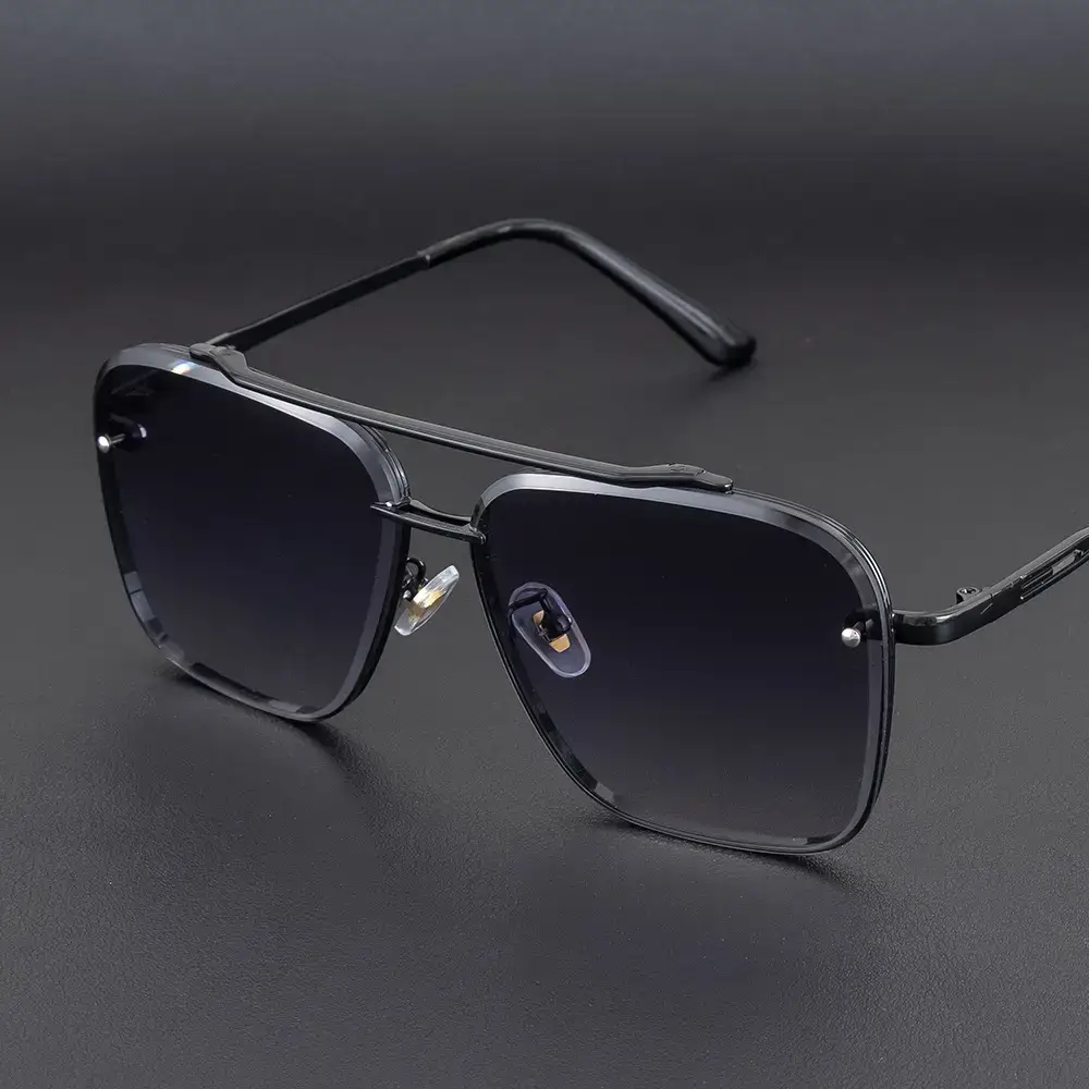 Men Anti-UV Sunglasses Black Gold Frame - Image 11
