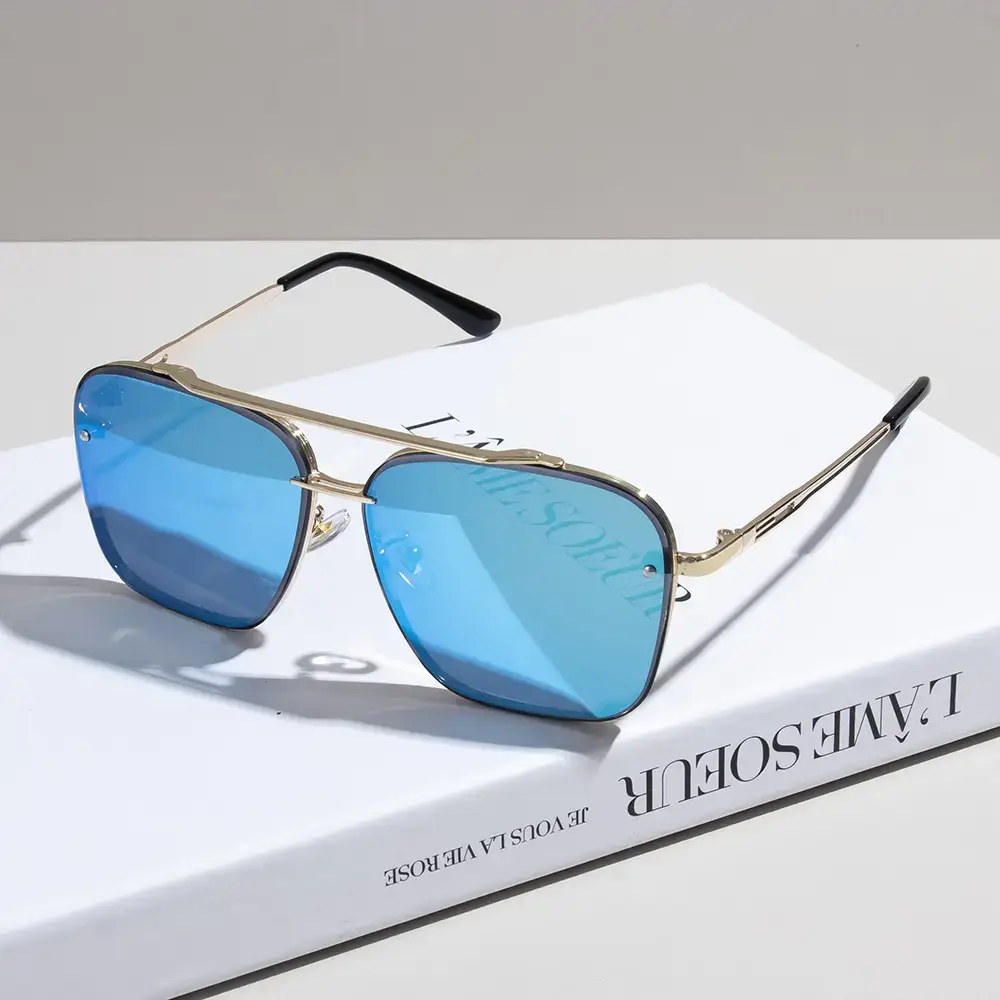 Men Anti-UV Sunglasses Black Gold Frame - Image 7