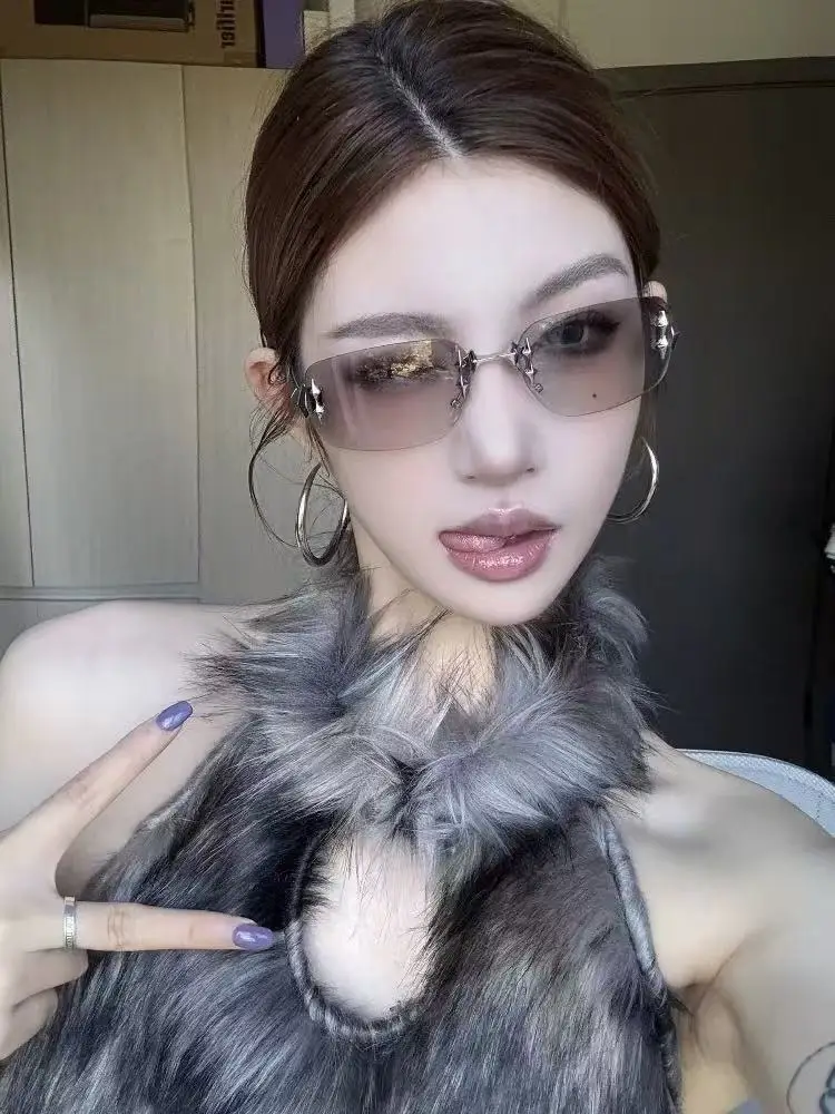 Rimless Sunglasses for Women, High-End Small Frame, Cross-Border Trendy Design β feature 2