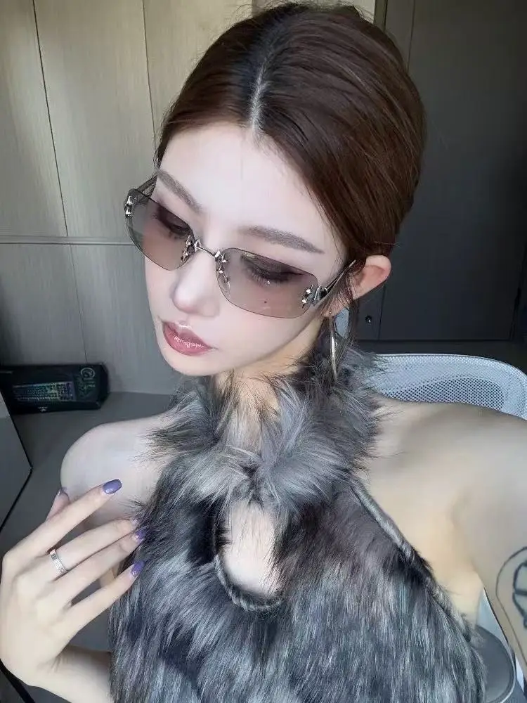 Rimless Sunglasses for Women, High-End Small Frame, Cross-Border Trendy Design β feature 5