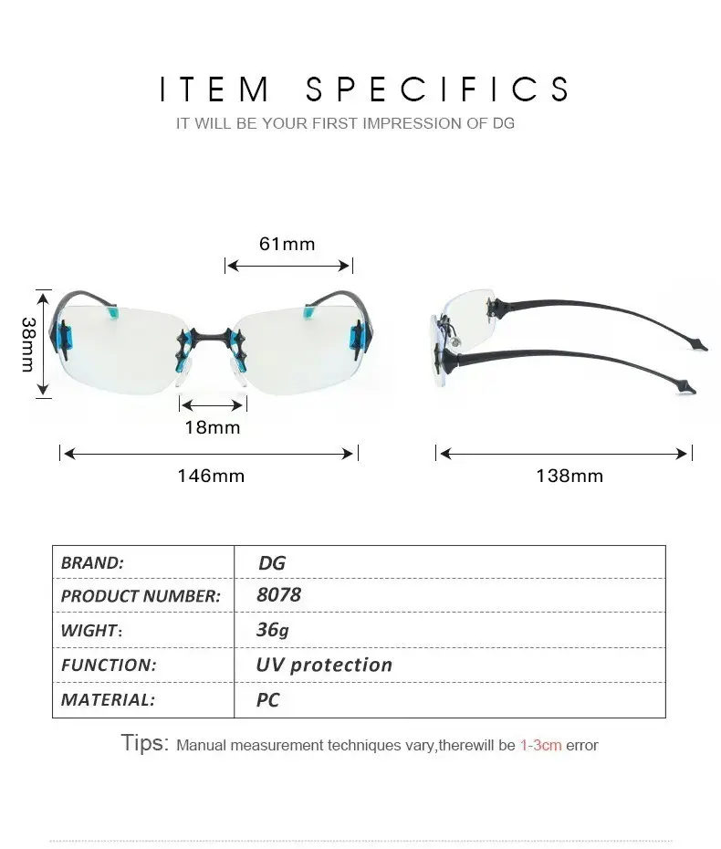 Rimless Sunglasses for Women, High-End Small Frame, Cross-Border Trendy Design β feature 6
