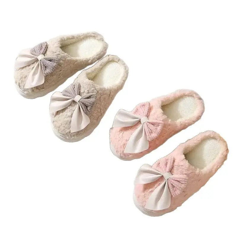 Cross-Border Bow Cotton Slippers for Women in Autumn and Winter Indoor Thick-Soled Non-Slip Warm Home Cute Confinement Slippers Customized - Image 9