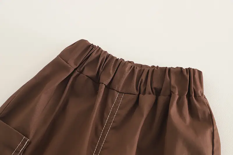 Kids Cotton T-Shirt Brown Shorts Set Summer New Korean Style — feature 10
