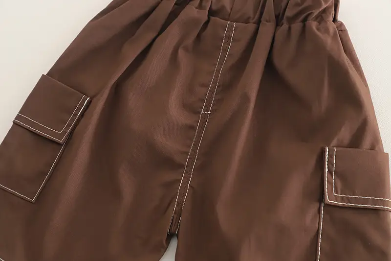 Kids Cotton T-Shirt Brown Shorts Set Summer New Korean Style — feature 15