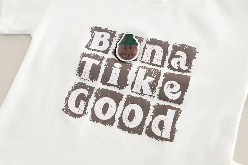 Kids Cotton T-Shirt Brown Shorts Set Summer New Korean Style — feature 6