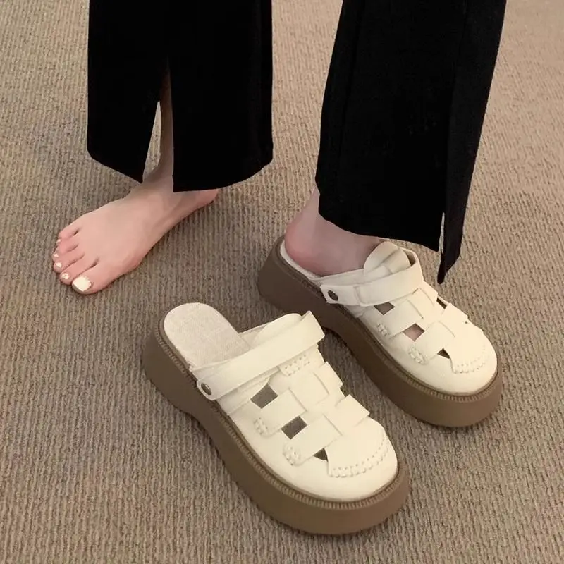 Women's White Backless Mules Summer Slip-On Sandals — feature 4