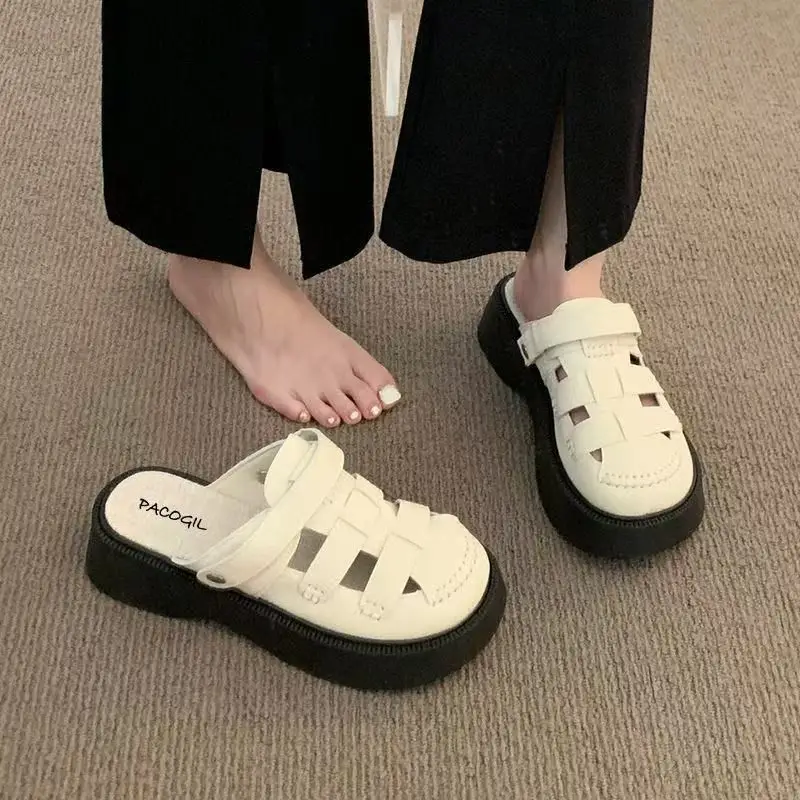Women's White Backless Mules Summer Slip-On Sandals — feature 6