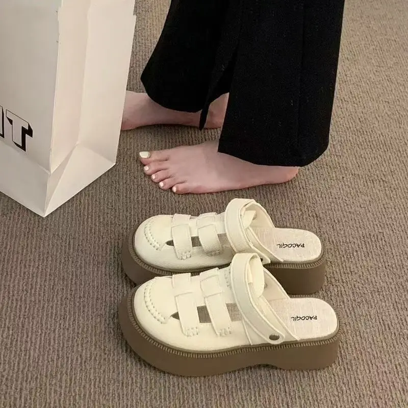 Women's White Backless Mules Summer Slip-On Sandals — feature 9