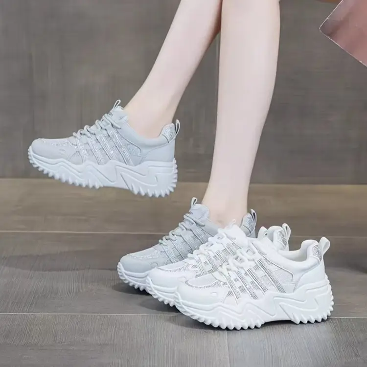 Summer Single Mesh Dad Shoes for Women with Rhinestone Thick Soles, Lightweight Soft Soles and Breathable 2025 New Casual Sports Shoes for Women - Image 3