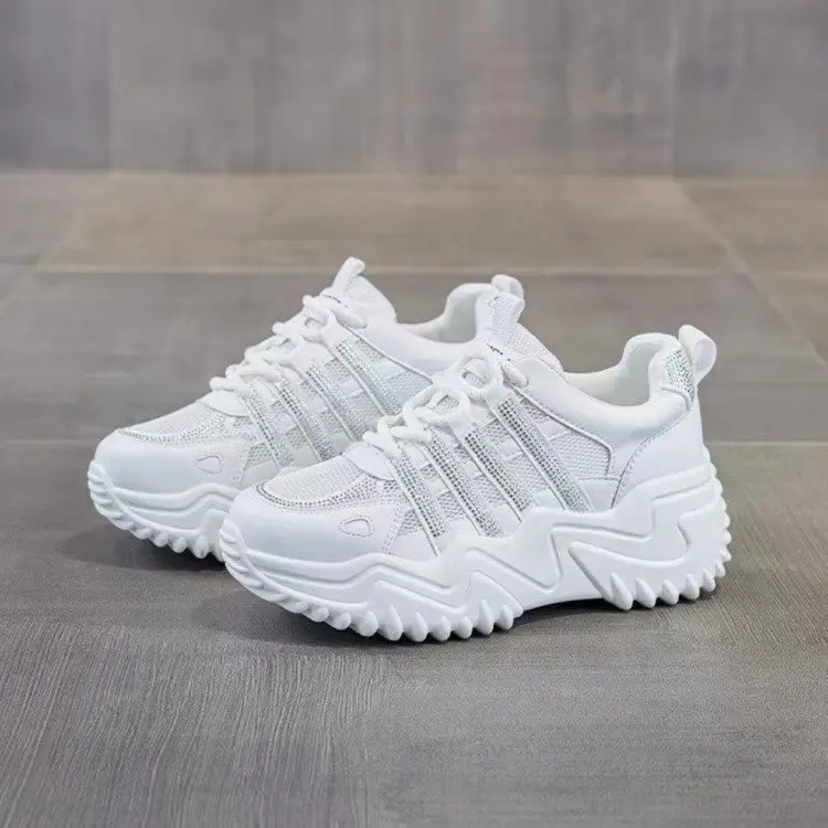 Summer Single Mesh Dad Shoes for Women with Rhinestone Thick Soles, Lightweight Soft Soles and Breathable 2025 New Casual Sports Shoes for Women - Image 5
