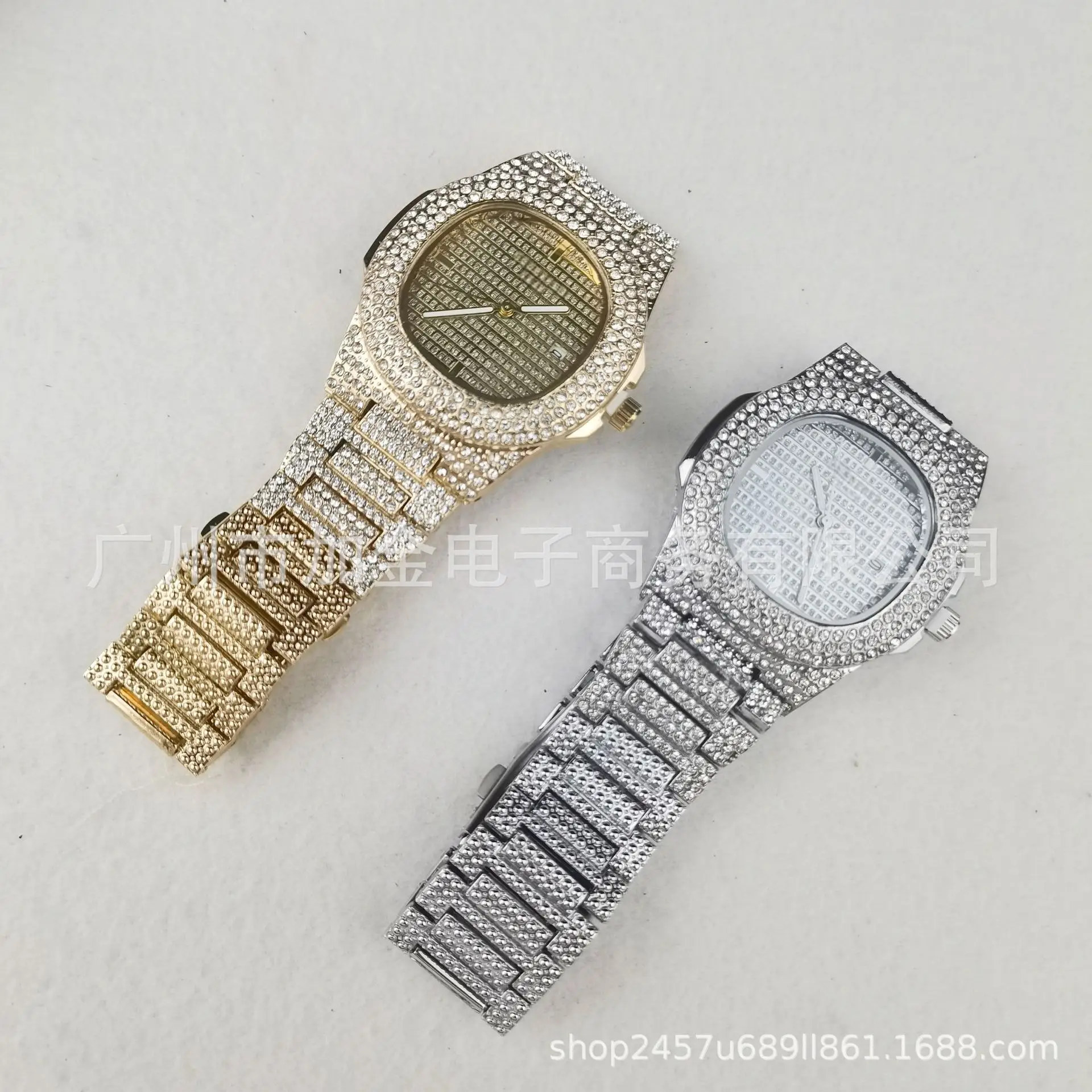 Luxury Men's Diamond Watch with Gold Plated Band - Image 3