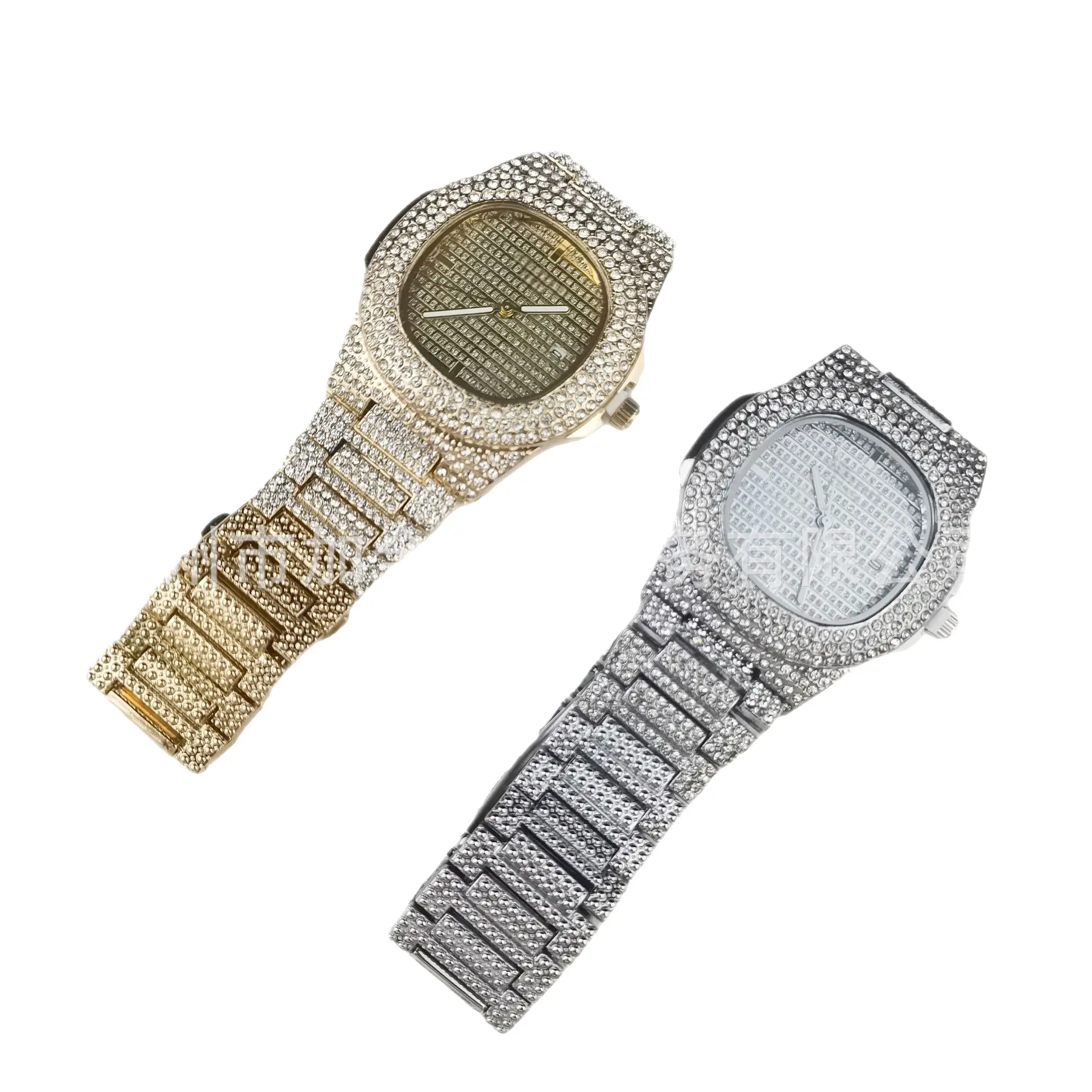 Luxury Men's Diamond Watch with Gold Plated Band - Image 4