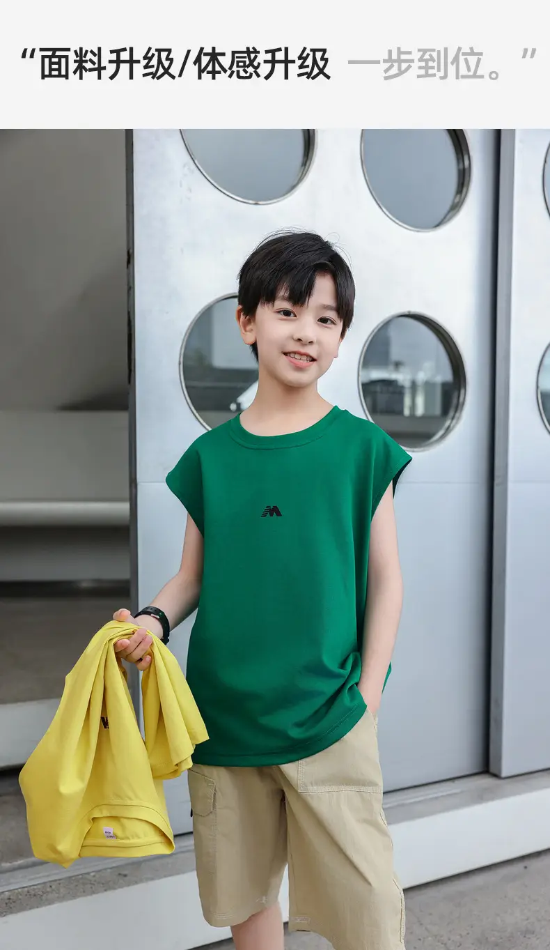 2025 Boys Sleeveless White Vest T-Shirt Set — feature 17