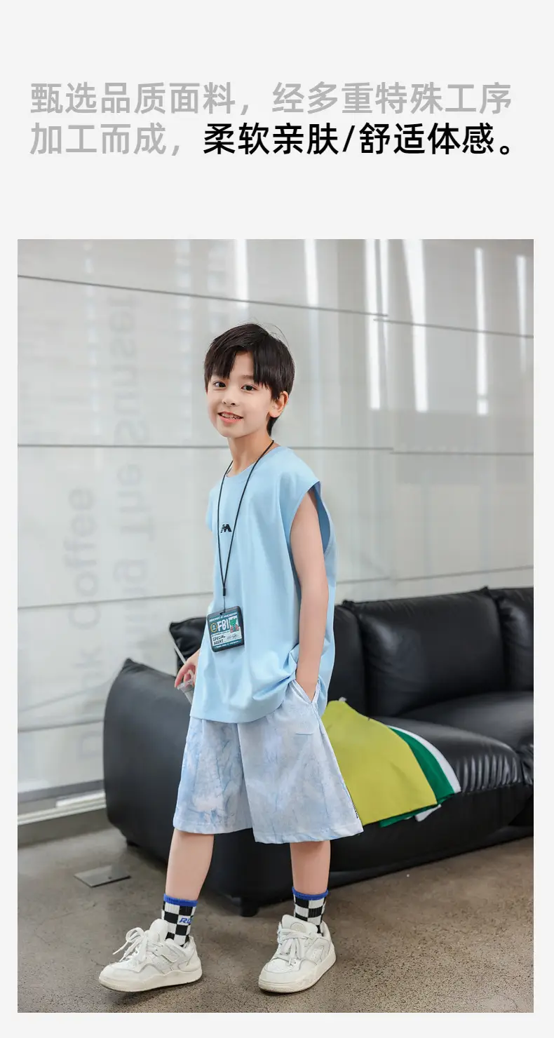2025 Boys Sleeveless White Vest T-Shirt Set — feature 18