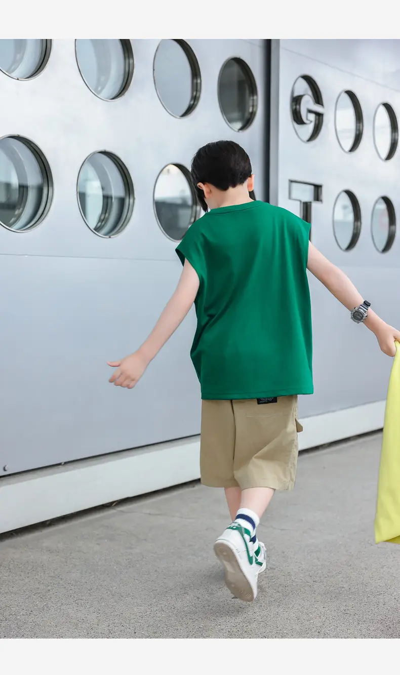 2025 Boys Sleeveless White Vest T-Shirt Set — feature 24