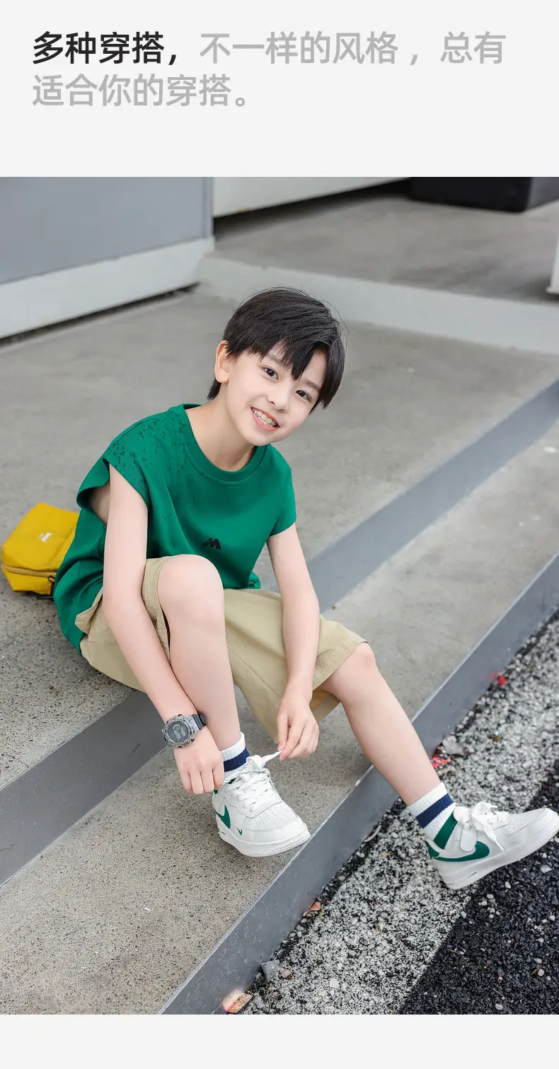 2025 Boys Sleeveless White Vest T-Shirt Set — feature 25