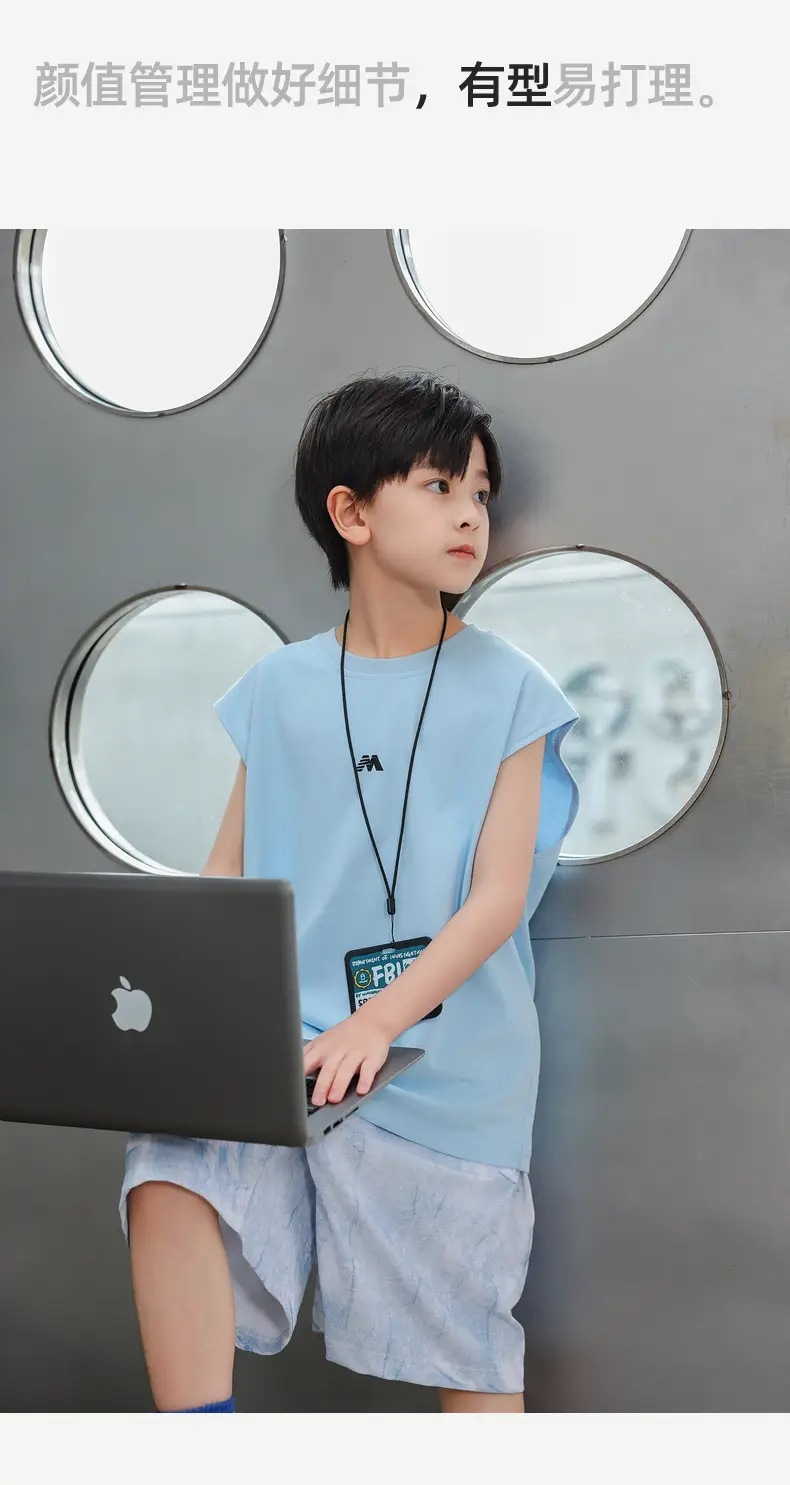 2025 Boys Sleeveless White Vest T-Shirt Set — feature 27