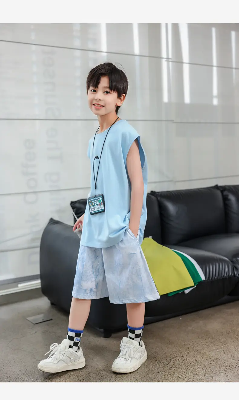 2025 Boys Sleeveless White Vest T-Shirt Set — feature 29
