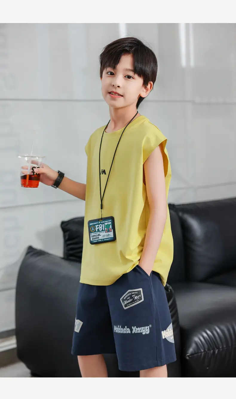 2025 Boys Sleeveless White Vest T-Shirt Set — feature 31