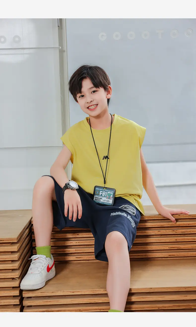 2025 Boys Sleeveless White Vest T-Shirt Set — feature 33