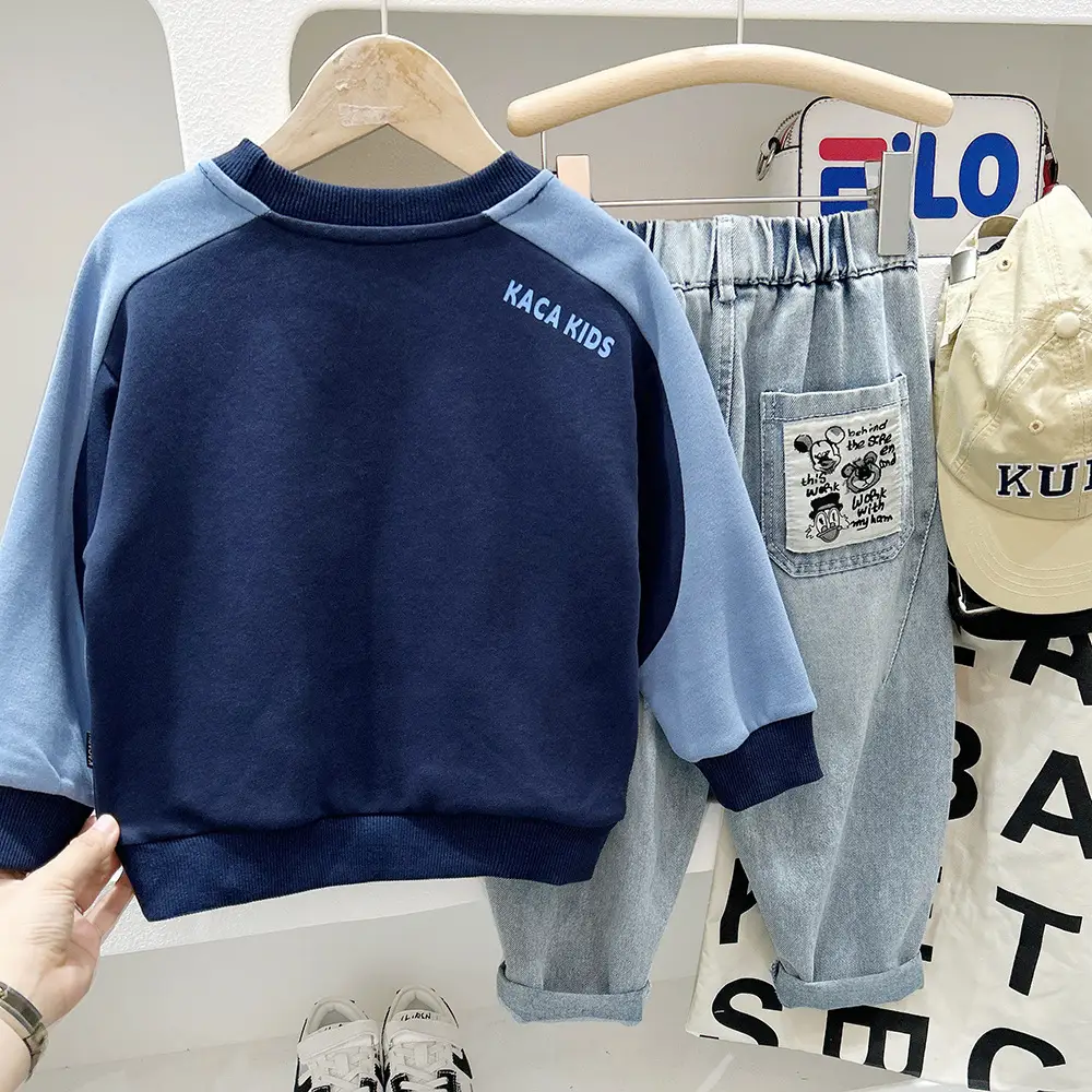 Boys Sweatshirt Set Forever Fun Grey Black 2025 — feature 5