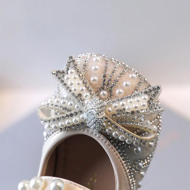 Baby Princess Shoes Sparkly Bow Pearl Sole