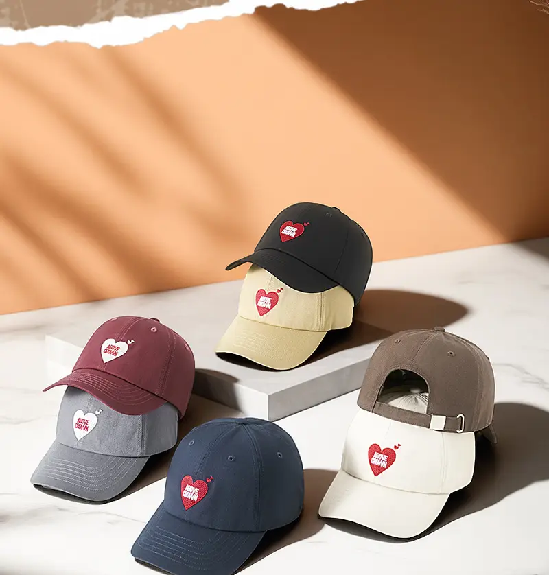 Women's Heart Embroidered Baseball Cap Maroon — feature 7