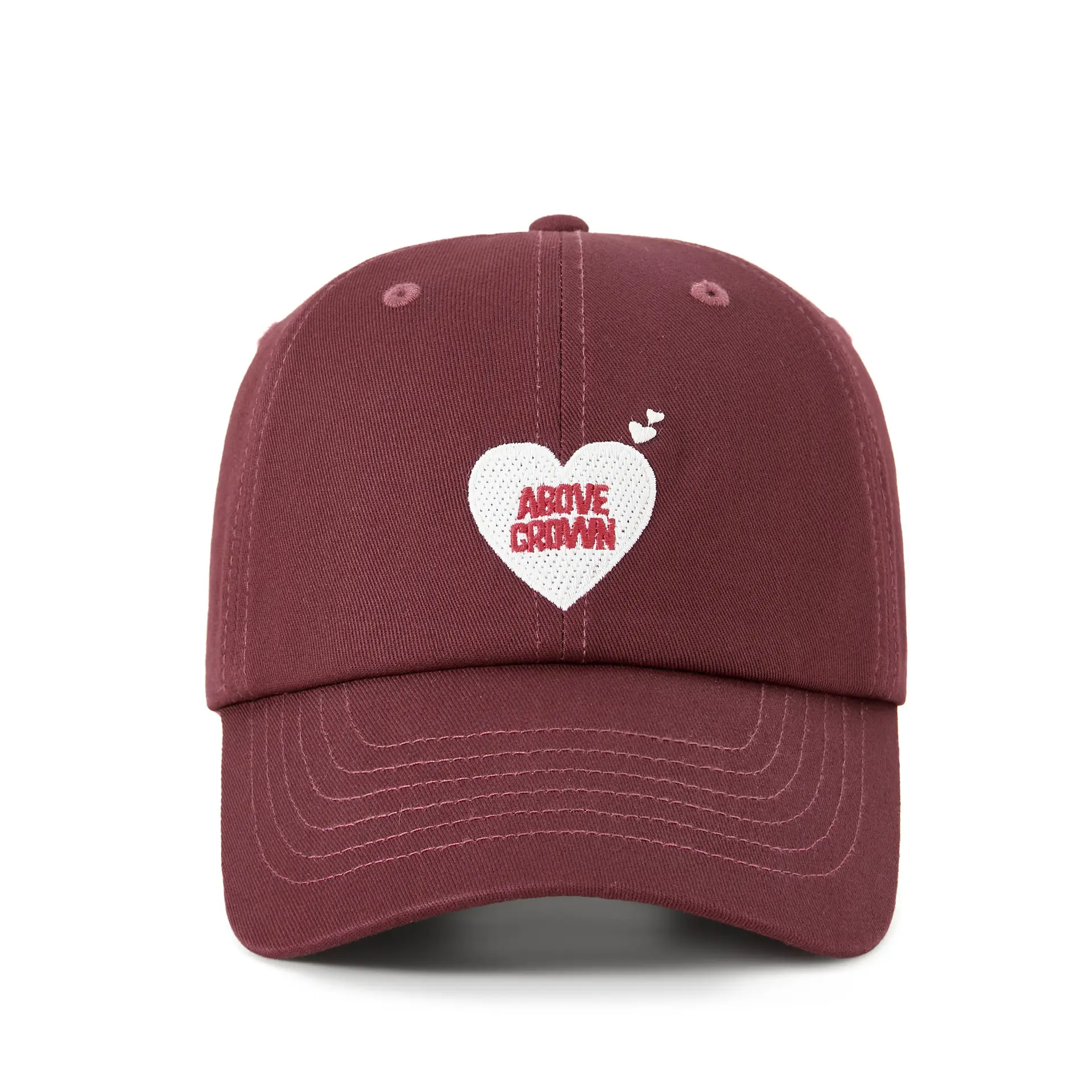 Women's Heart Embroidered Baseball Cap Maroon - Image 4
