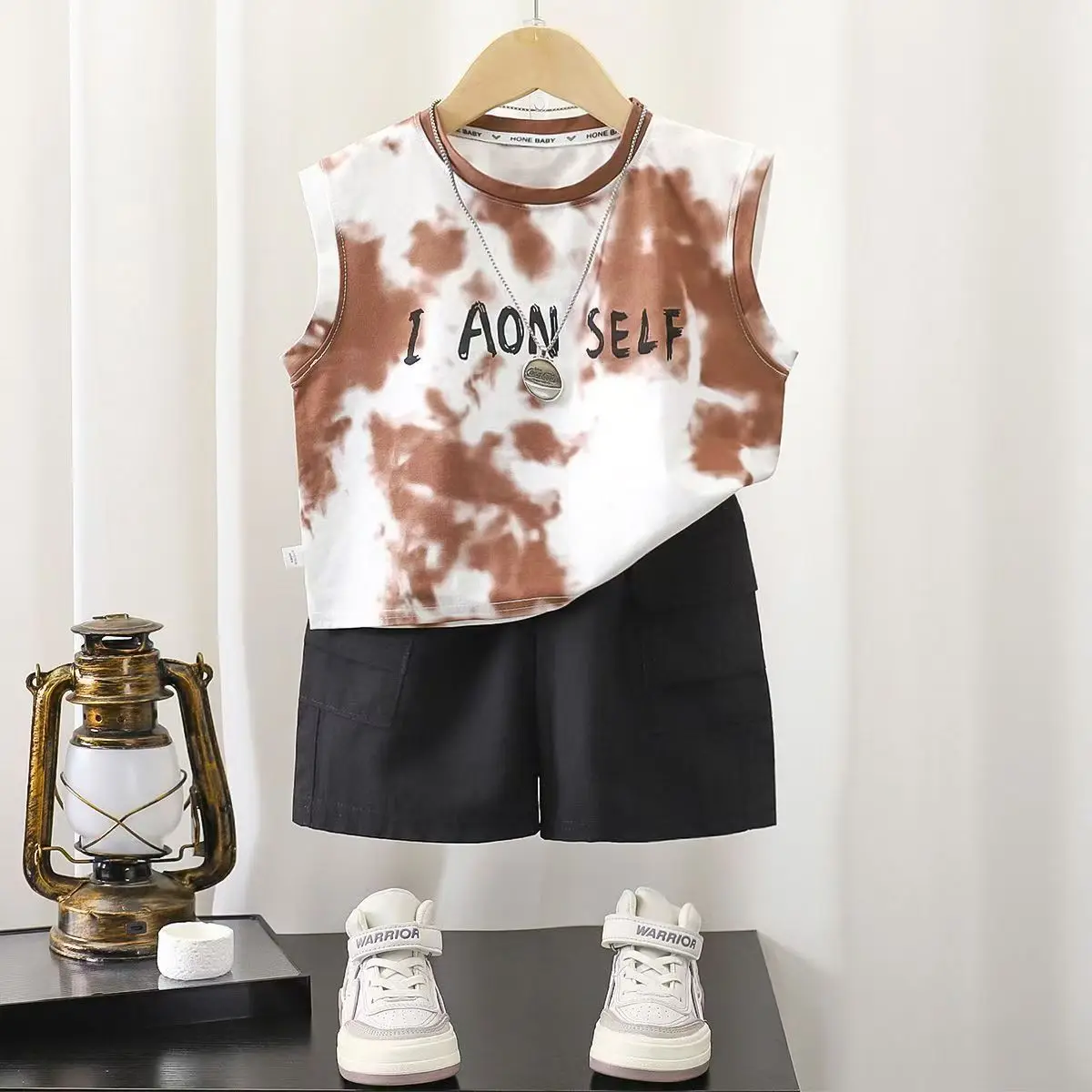 Boys Tie-Dye Sleeveless T-Shirt & Shorts Set Medium Large — feature 3