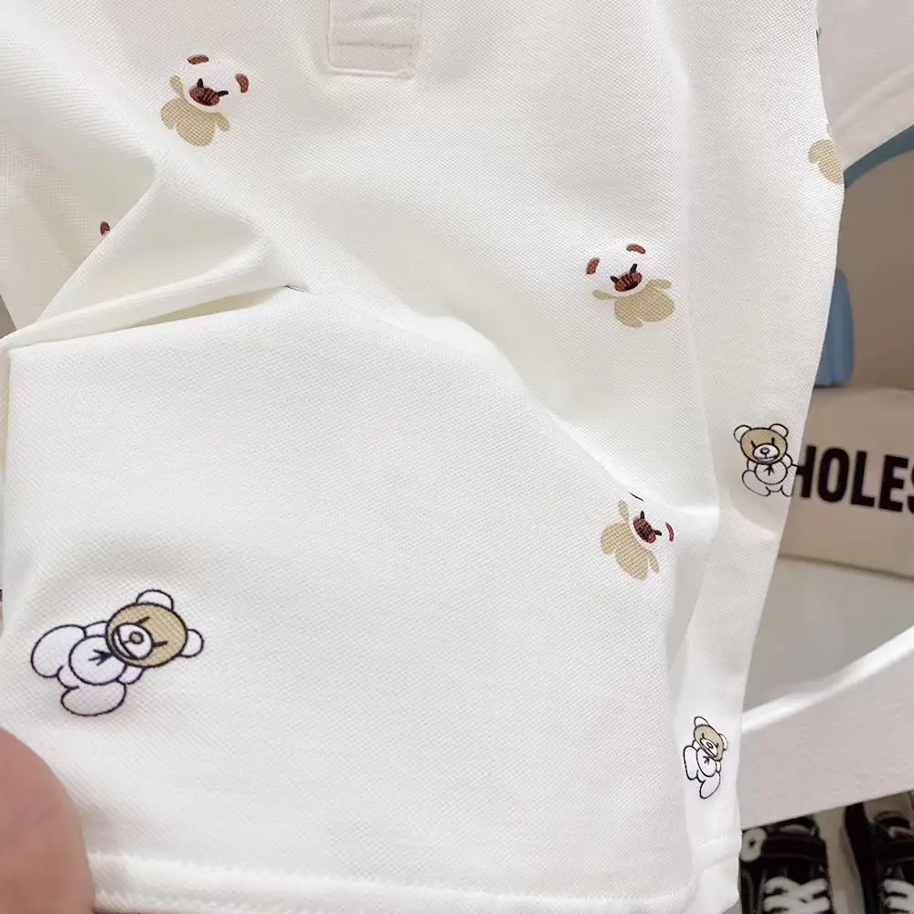 Boys White Short Sleeve Polo T-Shirt Summer Kids Trendy Korean Style - Image 9