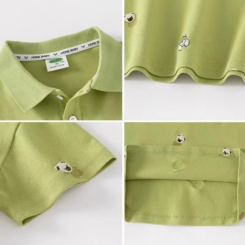 Boys White Short Sleeve Polo T-Shirt Summer Kids Trendy Korean Style β feature 7