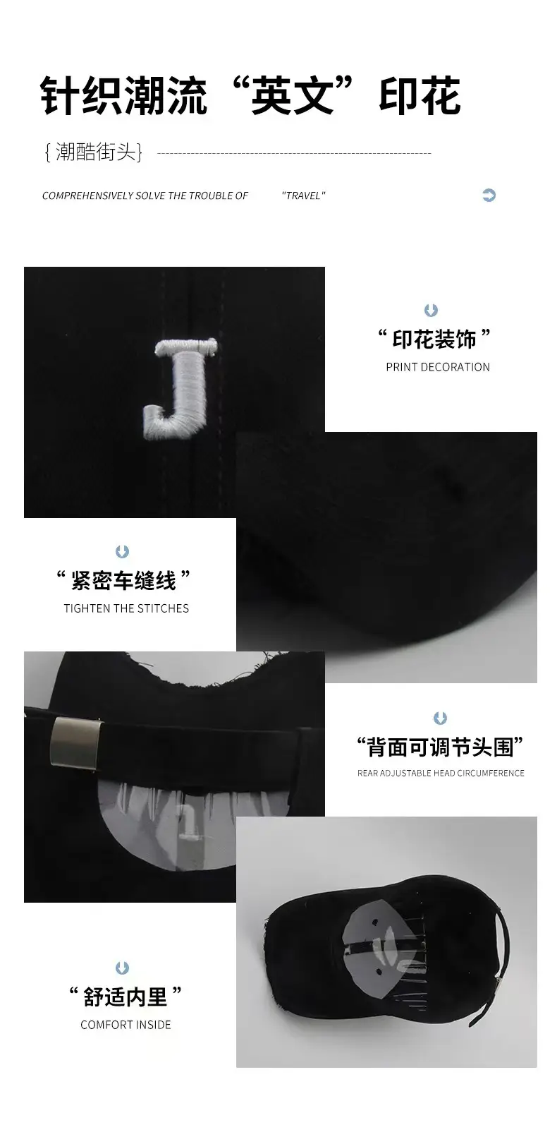 White L-Headed Baseball Cap for Women — feature 20