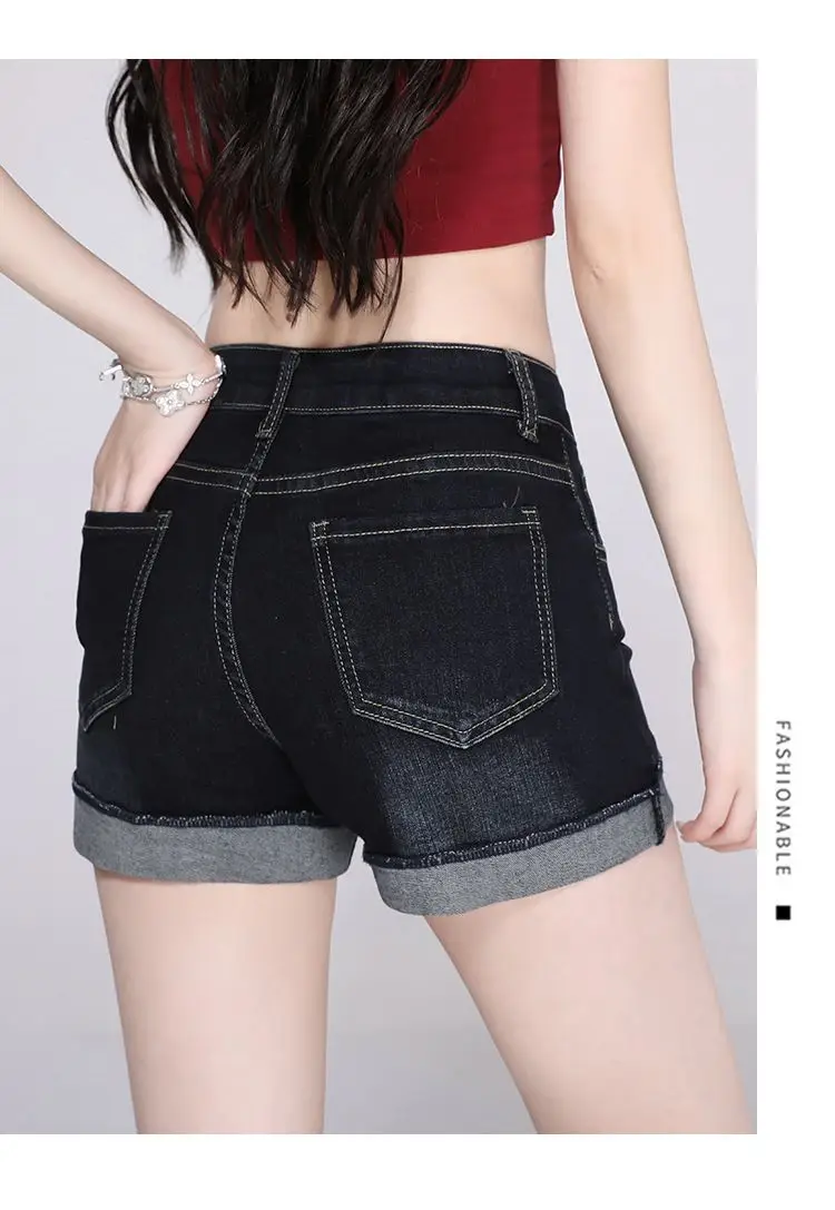 Women Dark Blue Wide Leg Denim Shorts 2025 — feature 11