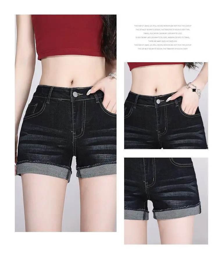 Women Dark Blue Wide Leg Denim Shorts 2025 — feature 3