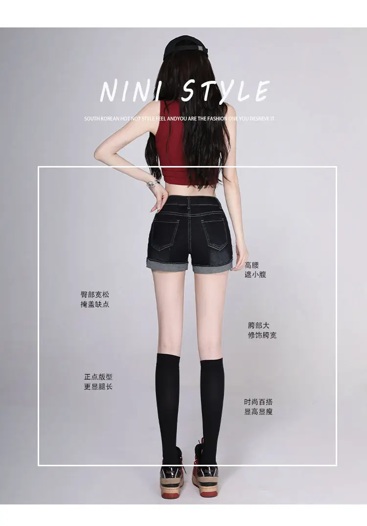 Women Dark Blue Wide Leg Denim Shorts 2025 — feature 6