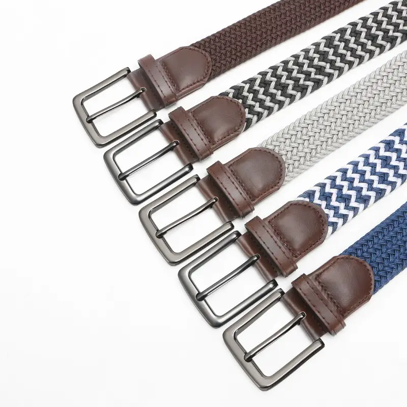 Men's Brown Woven Belt with Pin Buckle - Image 11