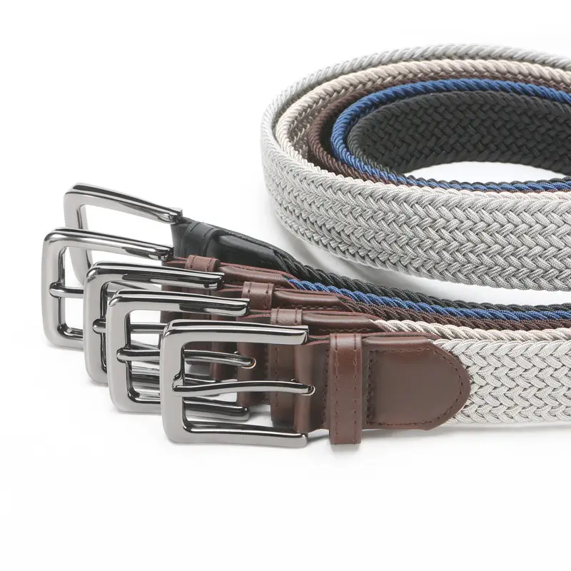 Men's Brown Woven Belt with Pin Buckle - Image 12