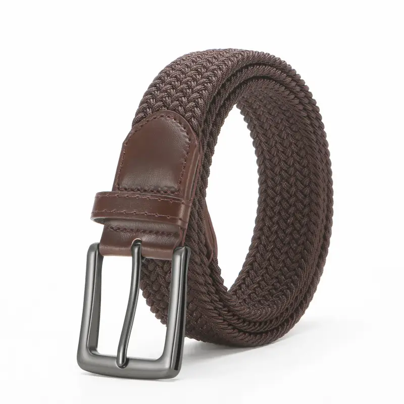 Men's Brown Woven Belt with Pin Buckle - Image 2