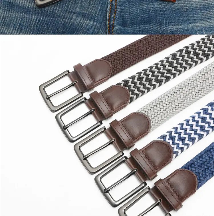 Men's Brown Woven Belt with Pin Buckle — feature 10