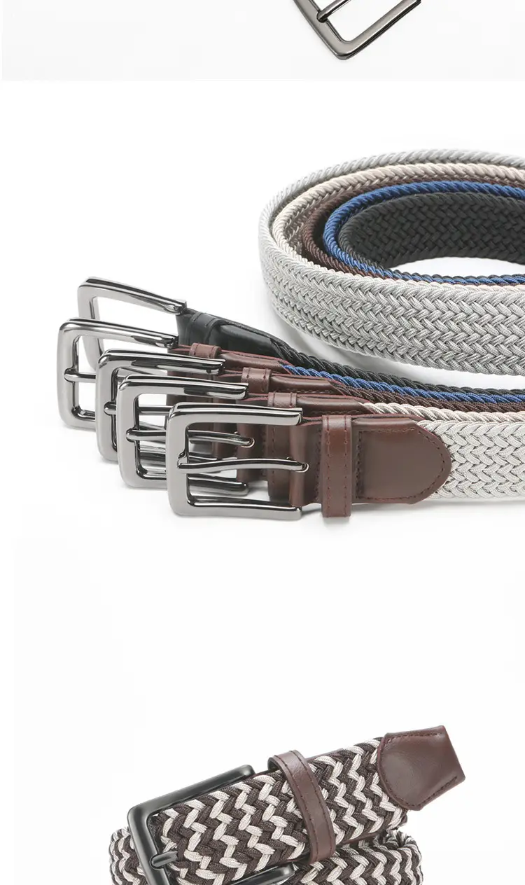 Men's Brown Woven Belt with Pin Buckle — feature 11